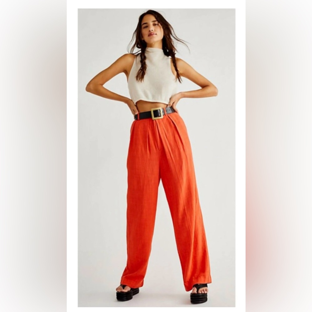 Free People Linen Blend Trousers
